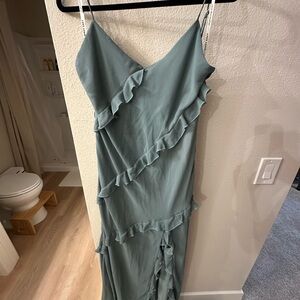 Birdy Grey Ruffled Maxi Dress in Teal